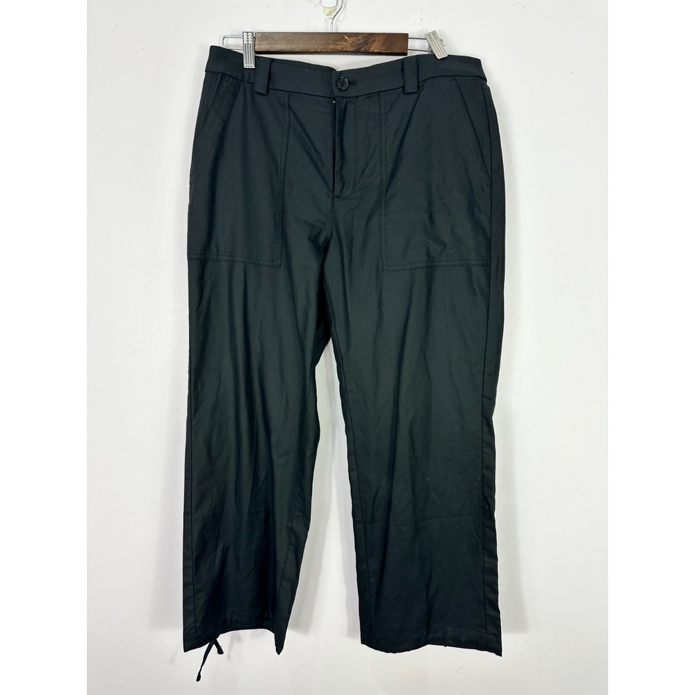 Banana Republic Straight Mid Rise Utility Pants Women 12P Black Twill Minimalist